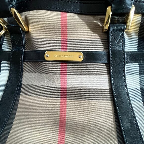 Burberry Banner Handbag/Tote Medium Tan Canvas/Leather - Picture 2 of 11